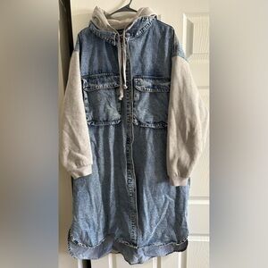 Denim Jacket with Gray Sleeves